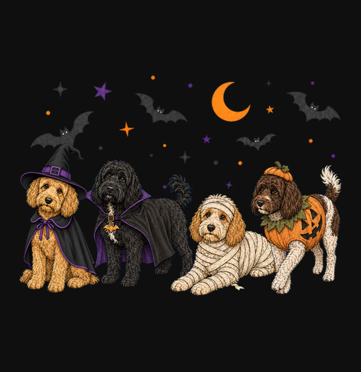 Cockapoo Halloween Lineup - Adult Unisex Crewneck Sweatshirt