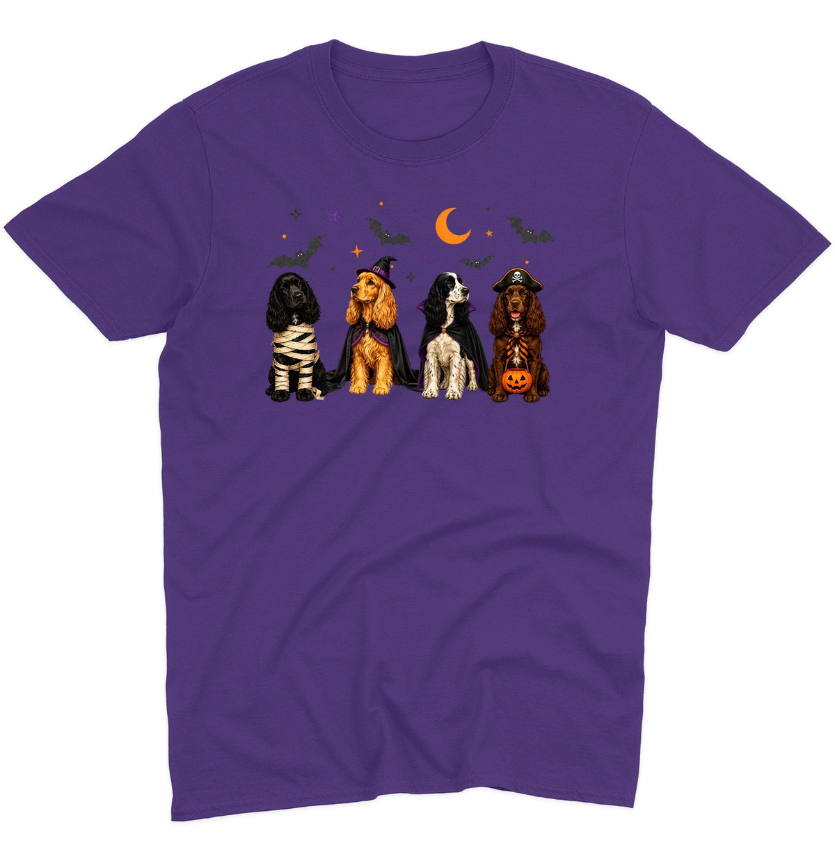 Cocker Spaniel Halloween Lineup - Adult Unisex T-Shirt