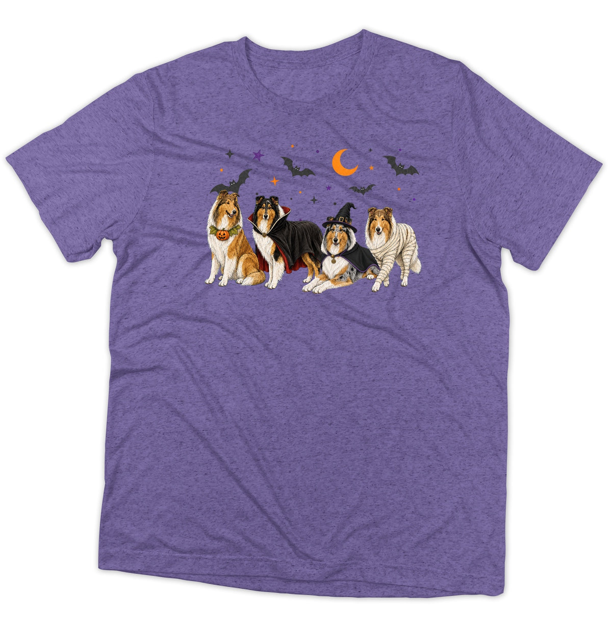 Collie Halloween Lineup - Adult Tri-Blend T-Shirt