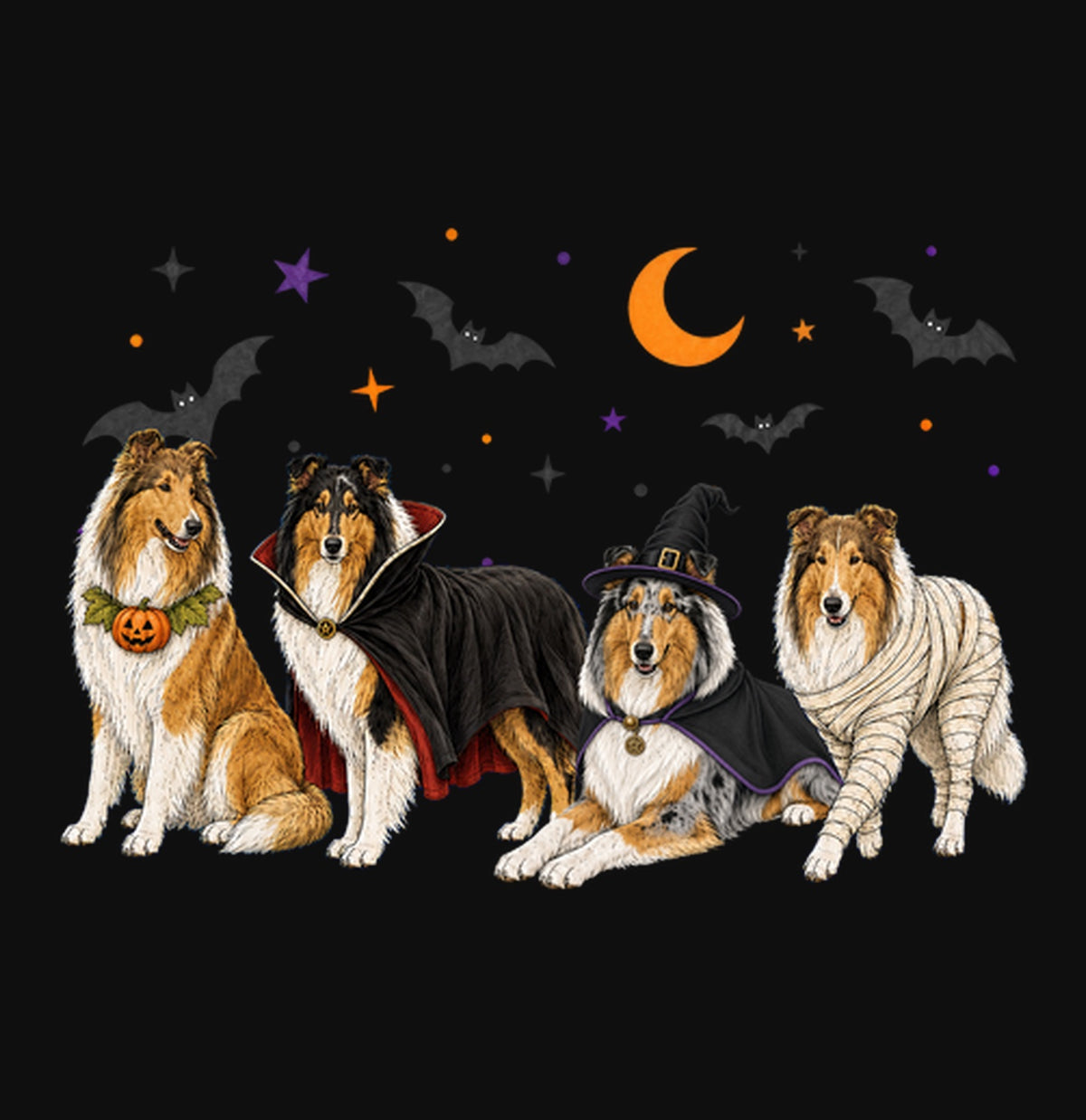 Collie Halloween Lineup - Adult Unisex Crewneck Sweatshirt
