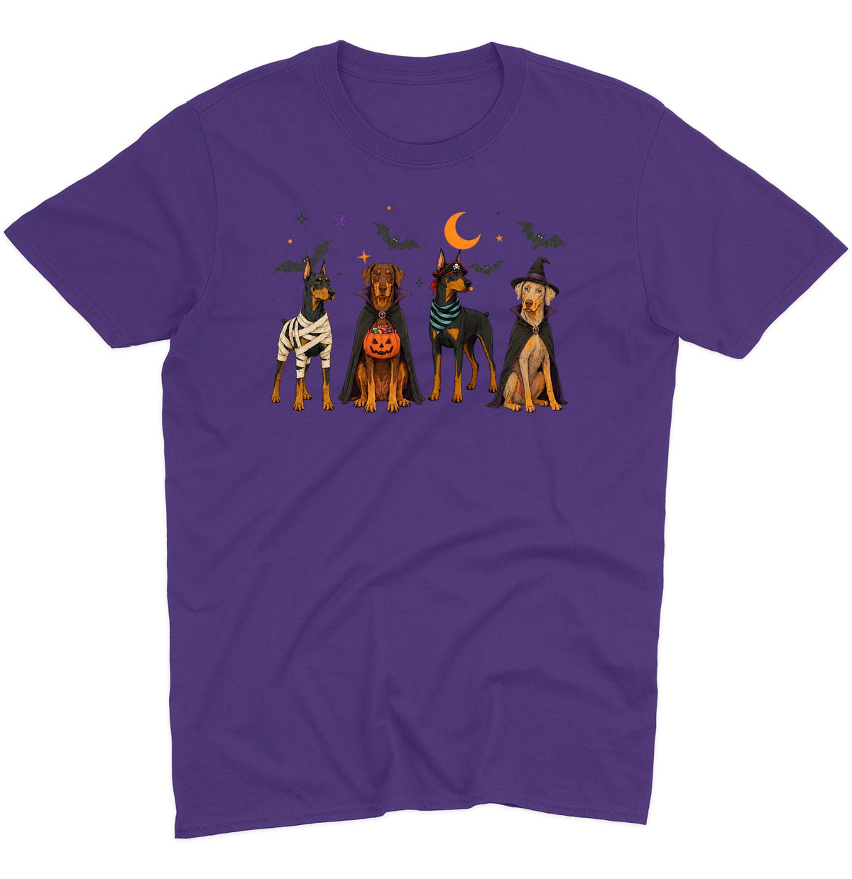 Doberman Pinscher Halloween Lineup - Adult Unisex T-Shirt