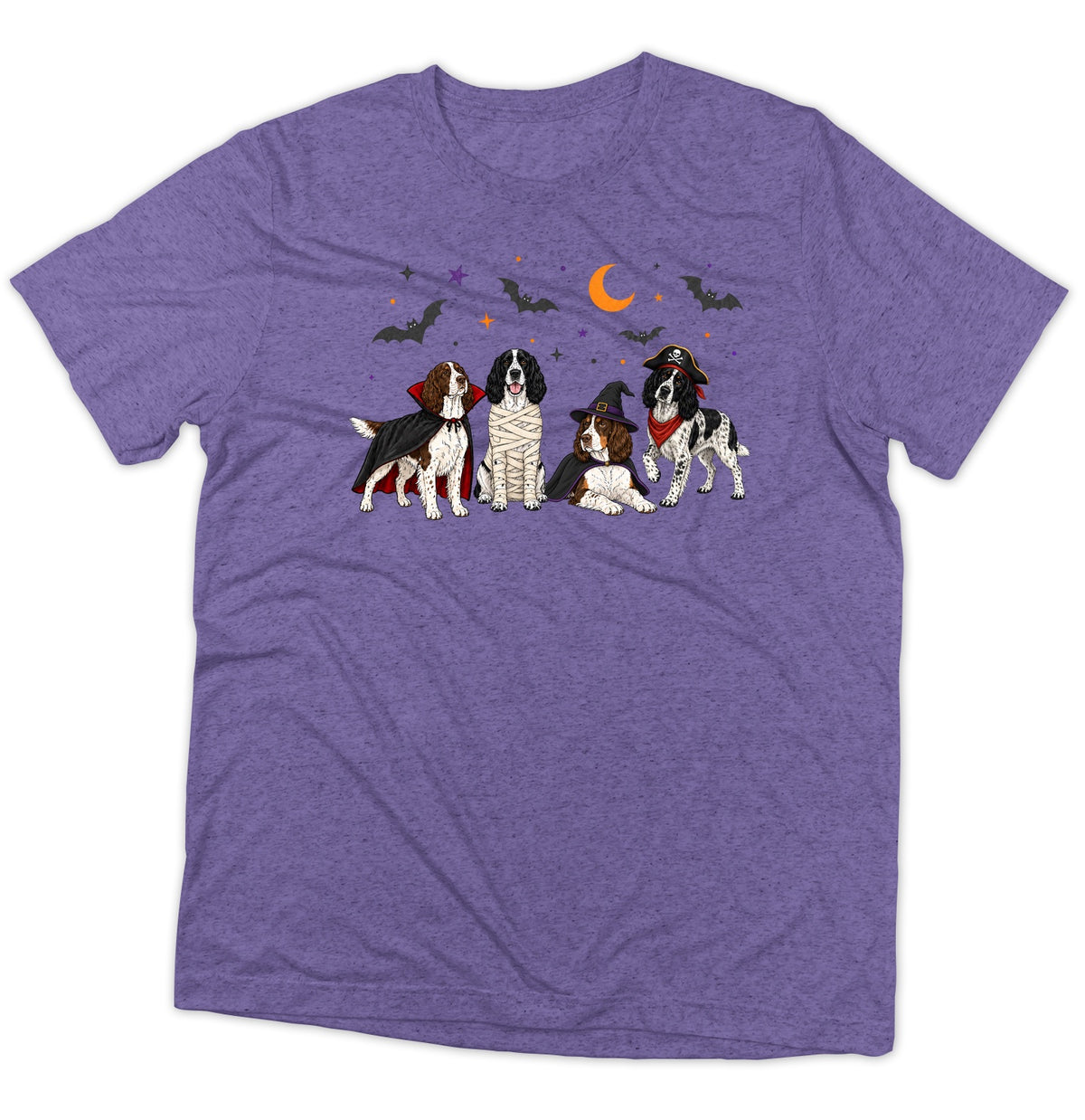 English Springer Spaniel Halloween Lineup - Adult Tri-Blend T-Shirt