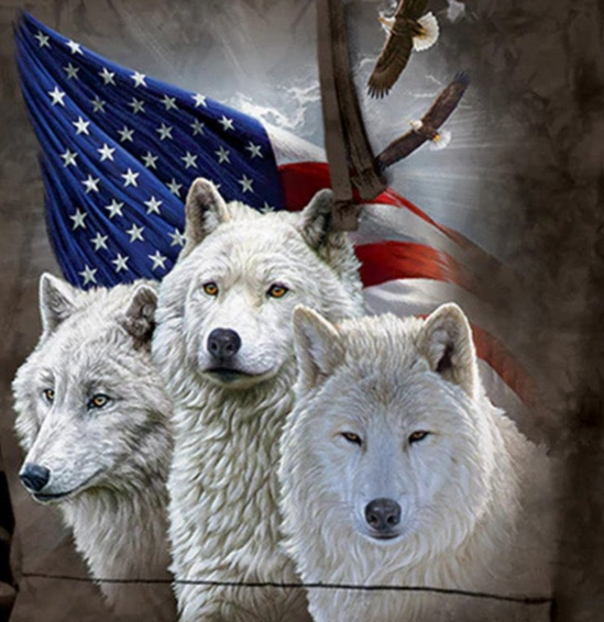Patriotic Wolves - Adult Unisex Hoodie Sweatshirt