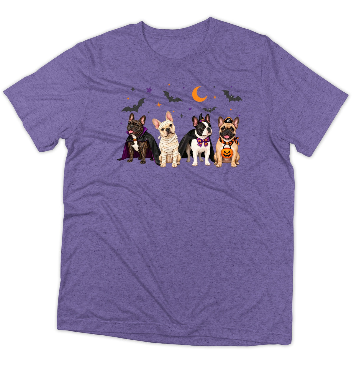 French Bulldog Halloween Lineup - Adult Tri-Blend T-Shirt