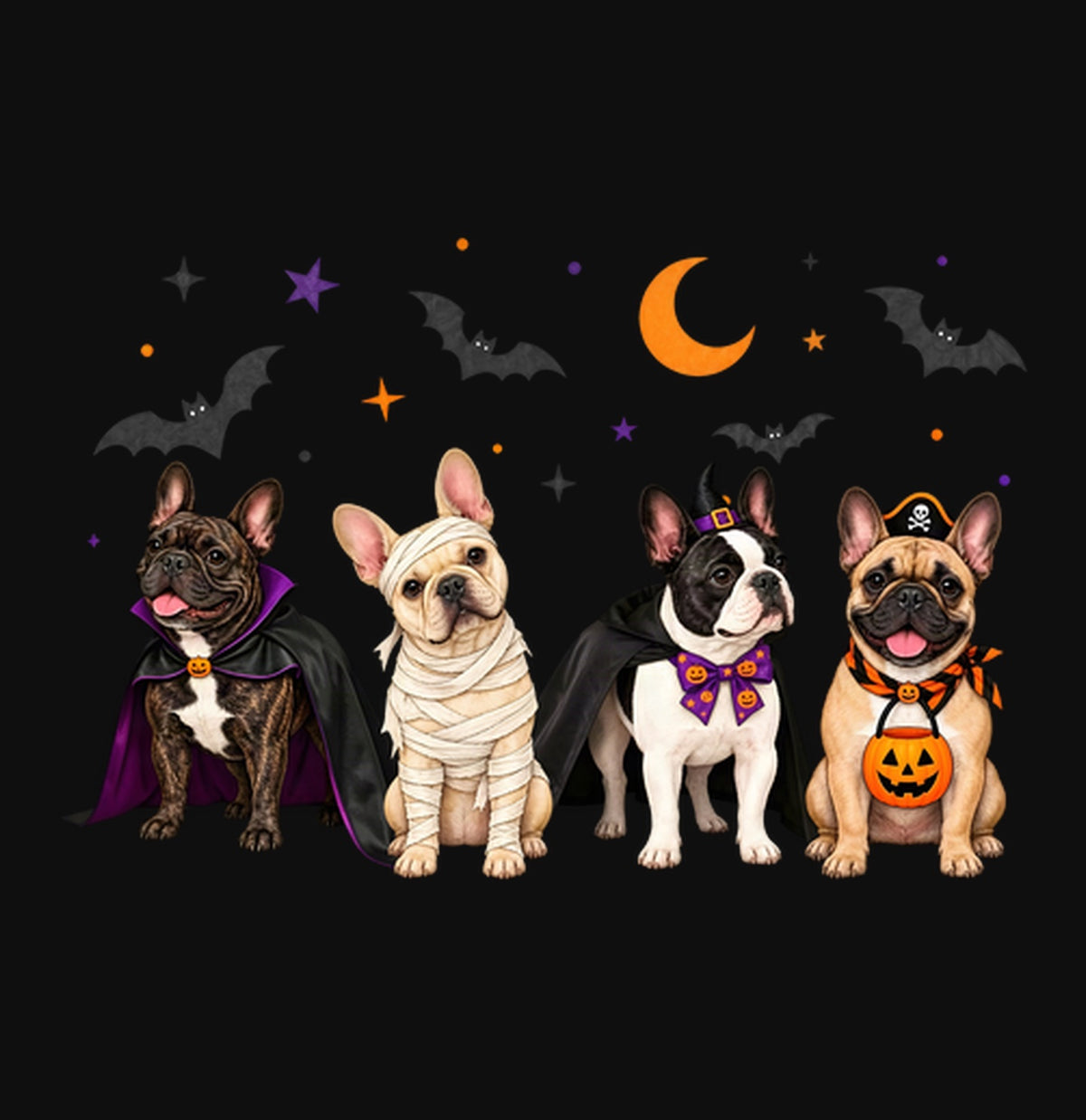 French Bulldog Halloween Lineup - Adult Unisex Crewneck Sweatshirt