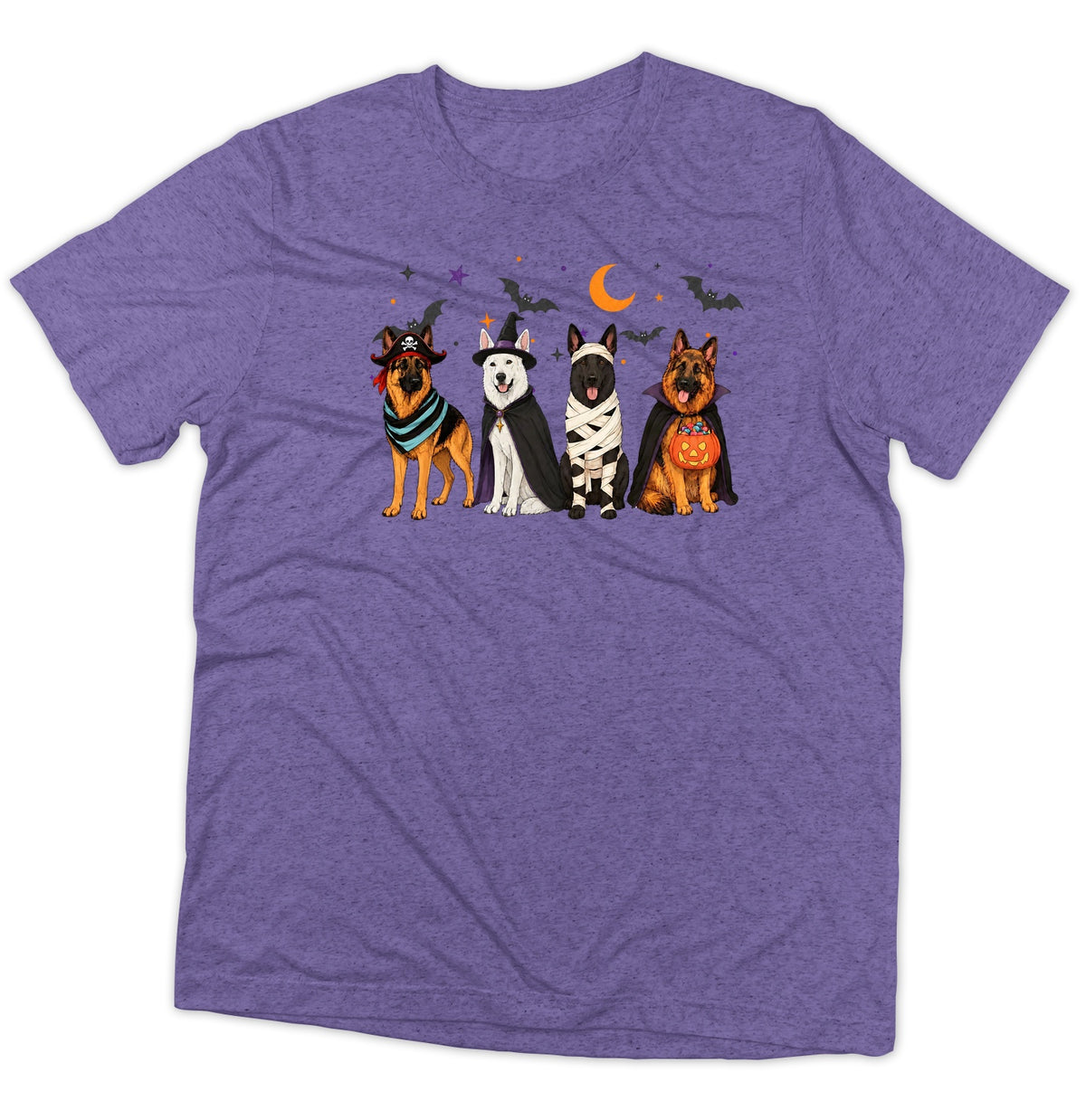 German Shepherd Halloween Lineup - Adult Tri-Blend T-Shirt