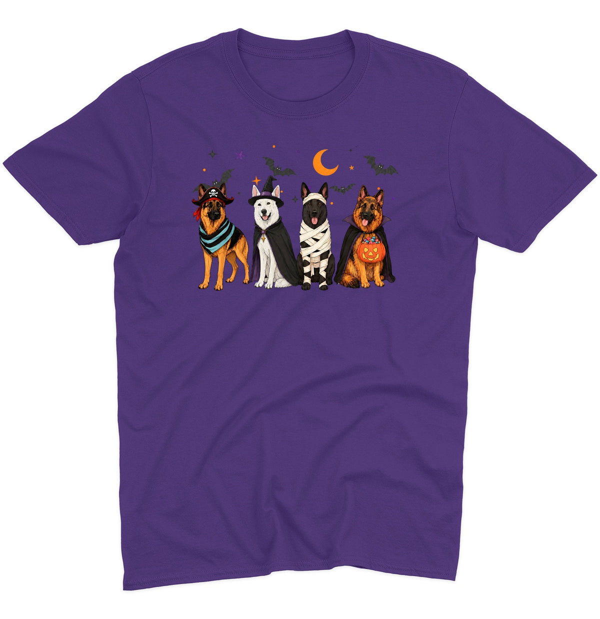 German Shepherd Halloween Lineup - Adult Unisex T-Shirt