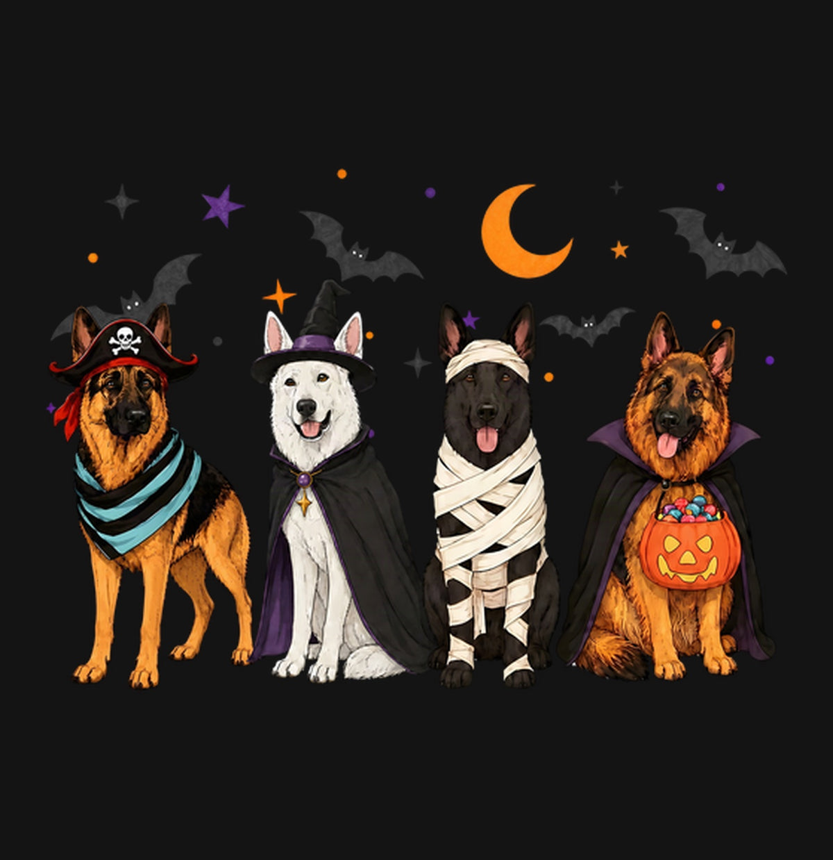 German Shepherd Halloween Lineup - Kids Unisex T-Shirt