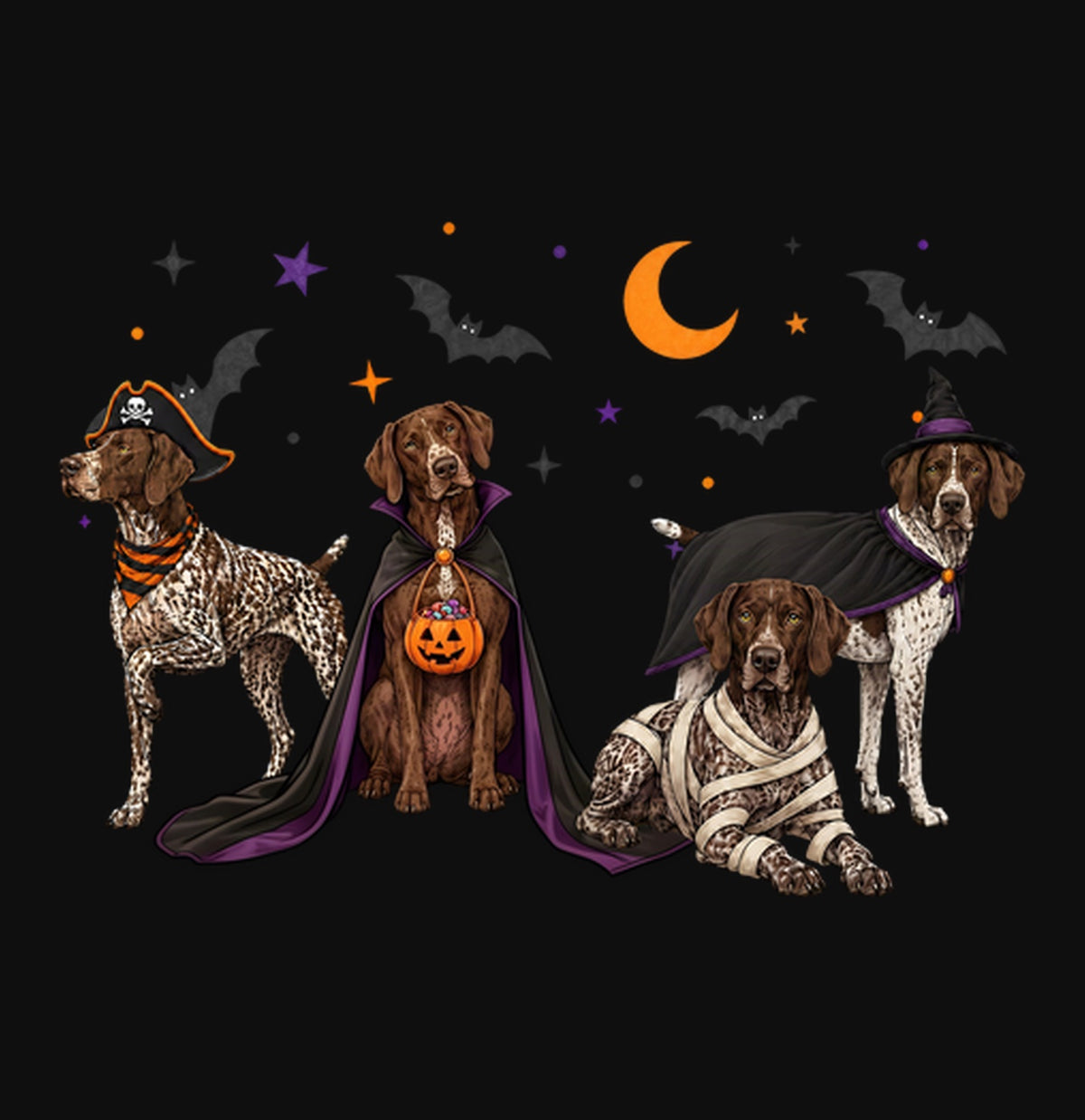 German Shorthaired Pointer Halloween Lineup - Adult Unisex Crewneck Sweatshirt