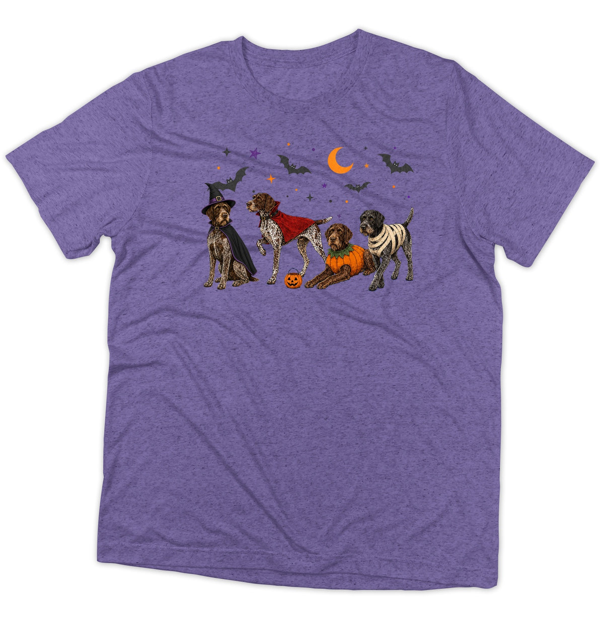 German Wirehaired Pointer Halloween Lineup - Adult Tri-Blend T-Shirt
