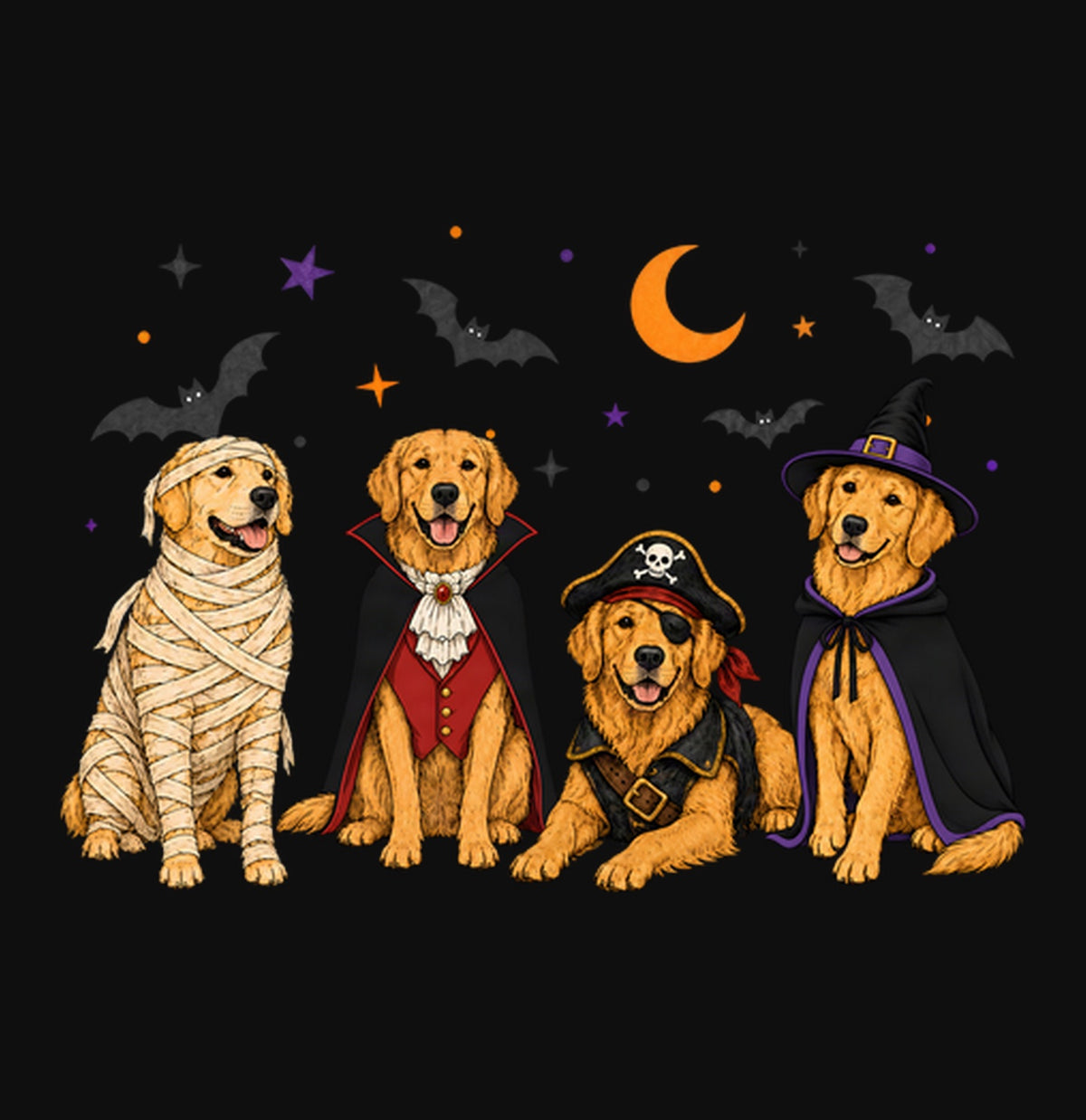 Golden Retriever Halloween Lineup - Adult Unisex Crewneck Sweatshirt