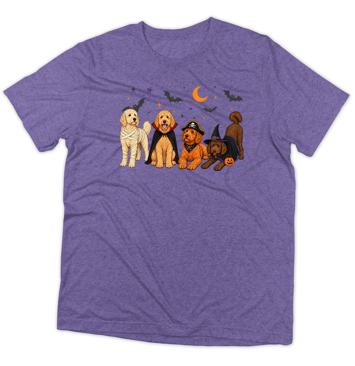 Goldendoodle Halloween Lineup - Adult Tri-Blend T-Shirt