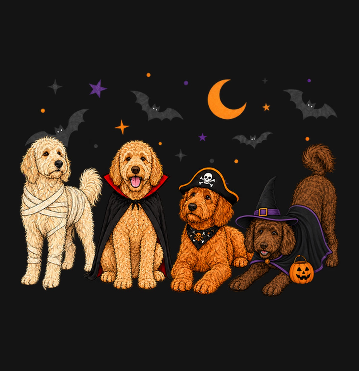 Goldendoodle Halloween Lineup - Kids Unisex T-Shirt