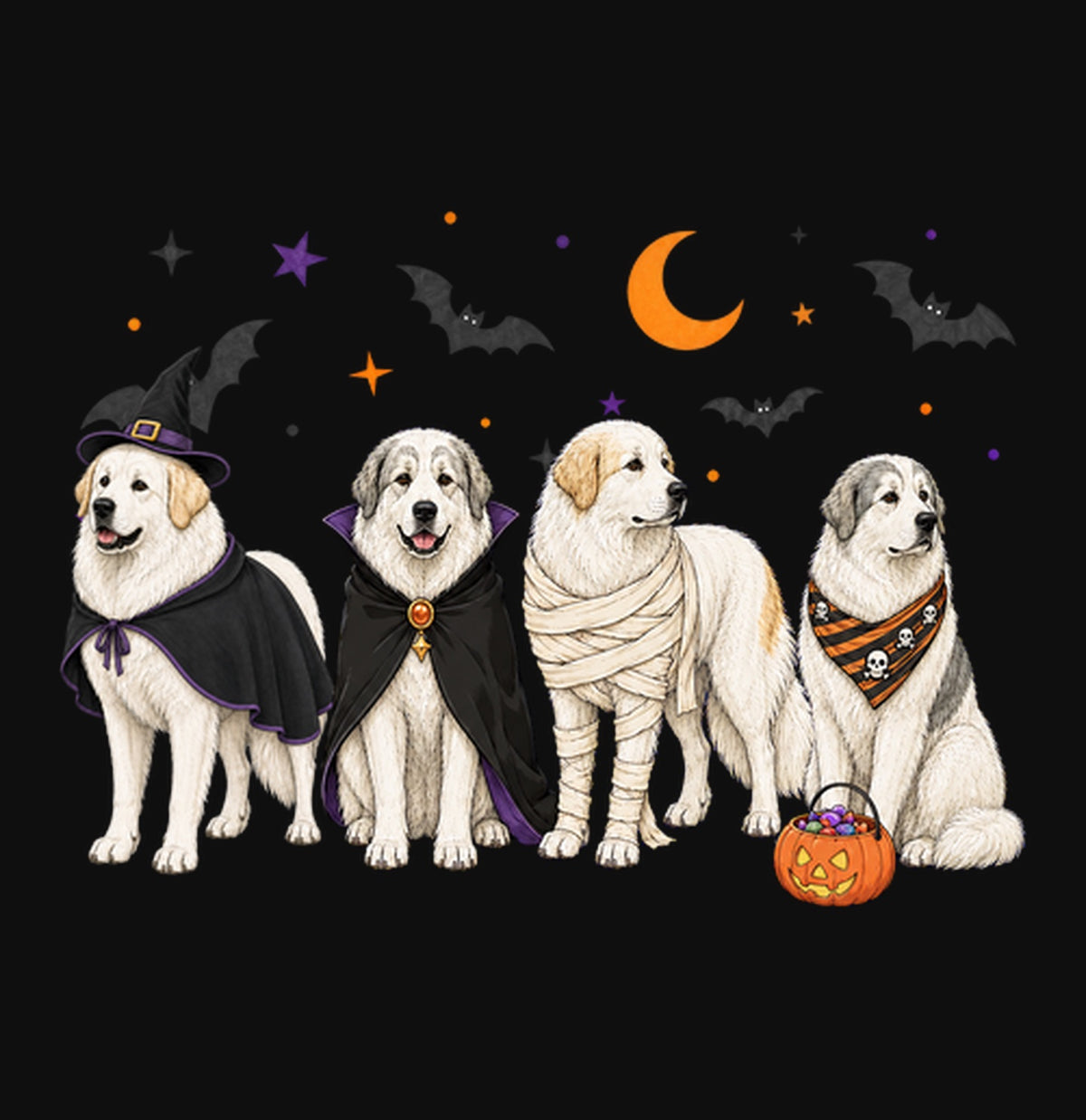 Great Pyrenees Halloween Lineup - Adult Unisex Crewneck Sweatshirt