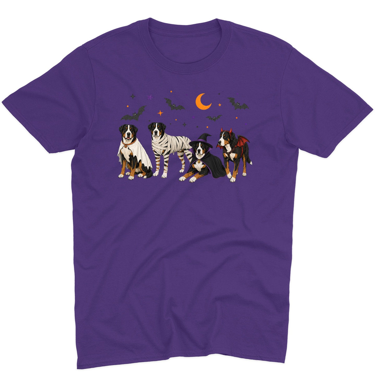 Greater Swiss Mountain Dog Halloween Lineup - Adult Unisex T-Shirt