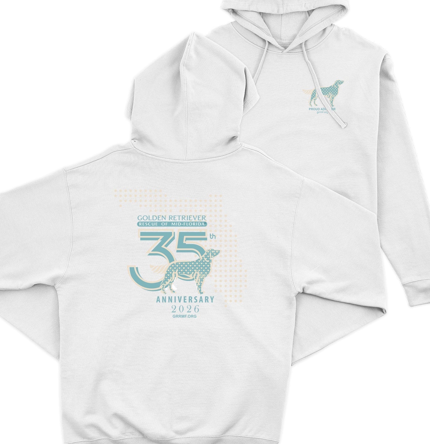 GRRMF 35 Years Dot Florida Map - Adult Unisex Hoodie Sweatshirt - Black - 2X-Large - White