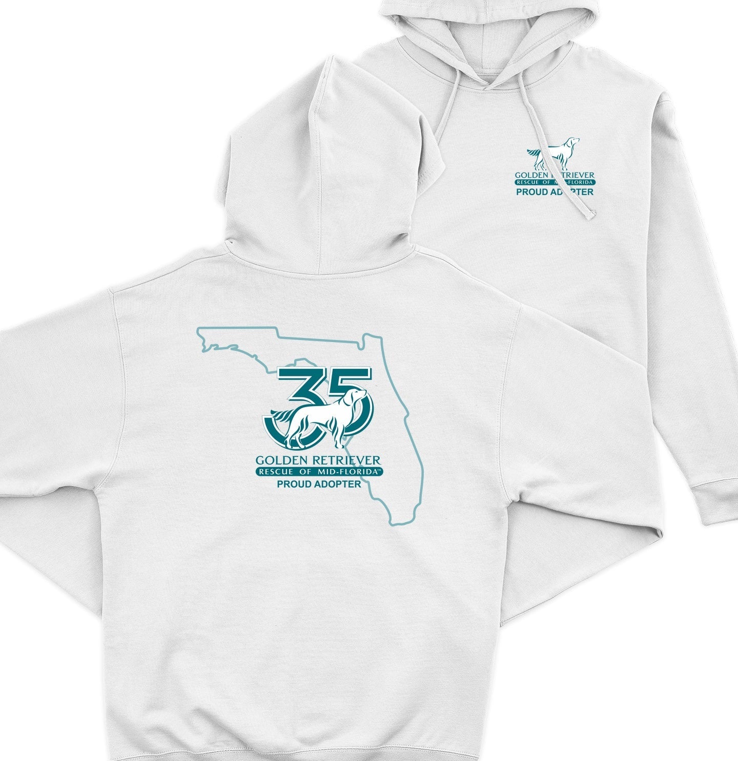 GRRMF 35 Years Florida Map - Adult Unisex Hoodie Sweatshirt - Grey - 3X-Large - White