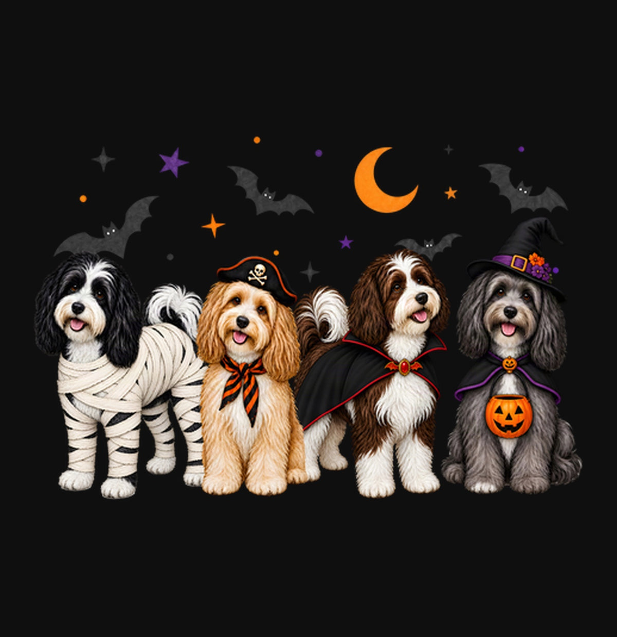 Havanese Halloween Lineup - Adult Unisex Crewneck Sweatshirt