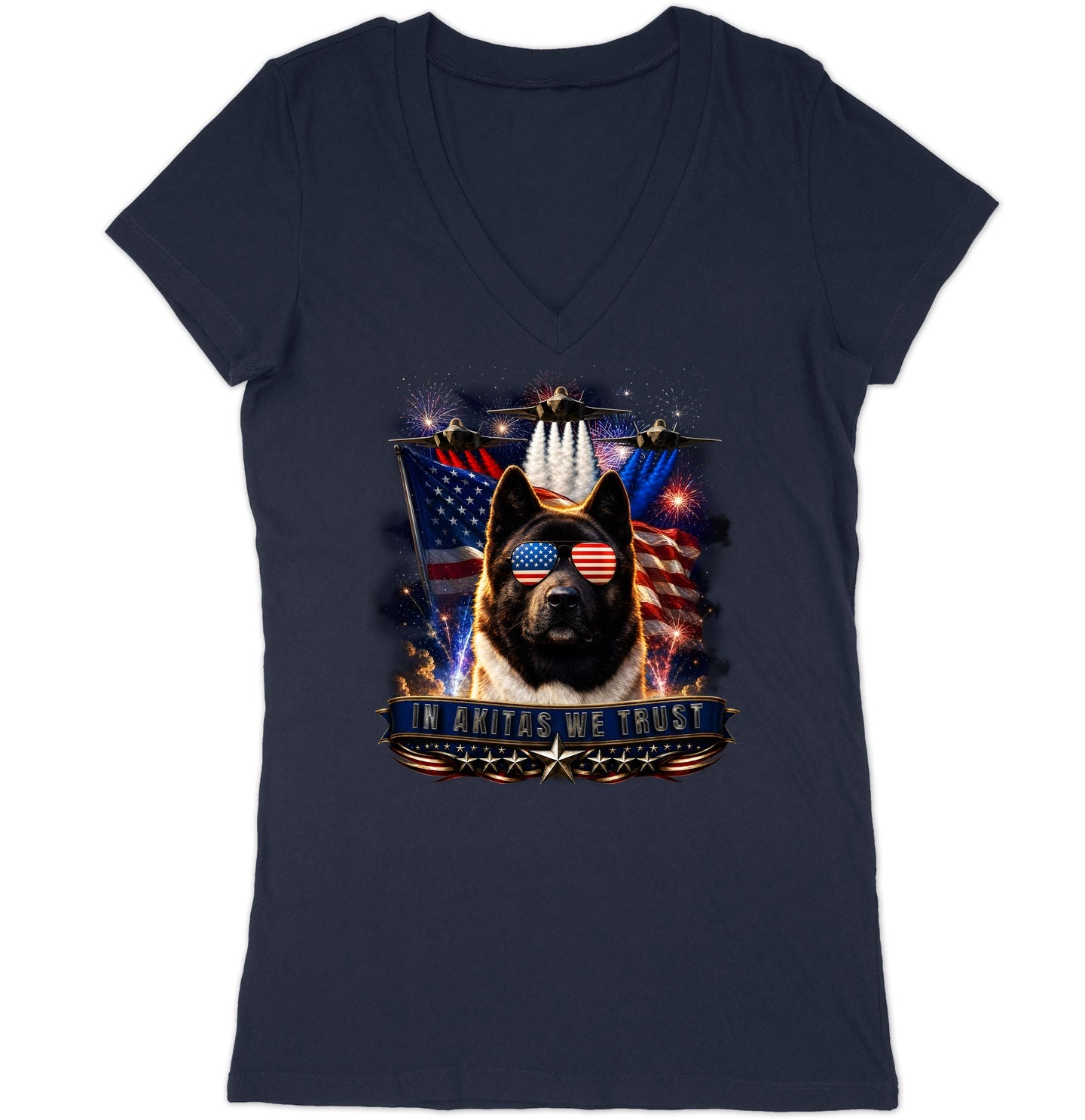In Akitas We Trust - Women's V-Neck T-Shirt