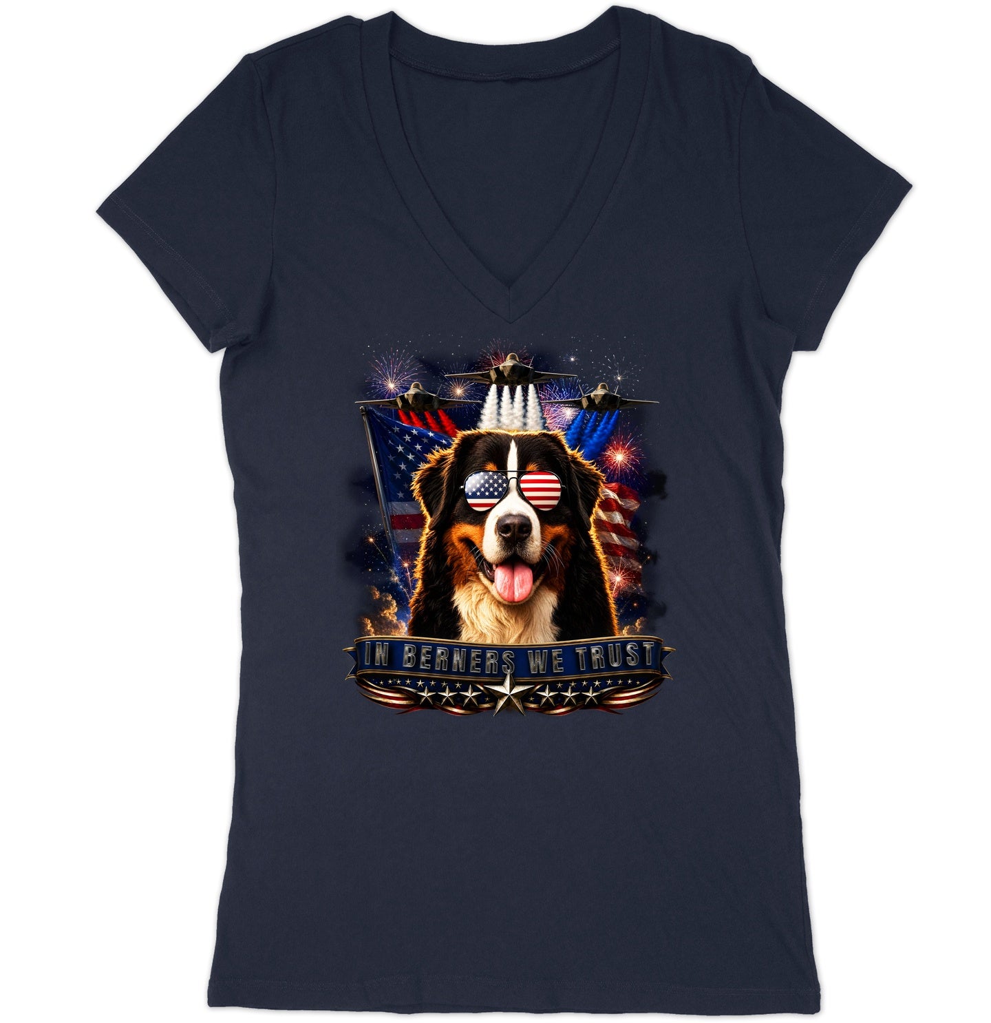 In Bernese Mountain Dogs We Trust - Women's V-Neck T-Shirt