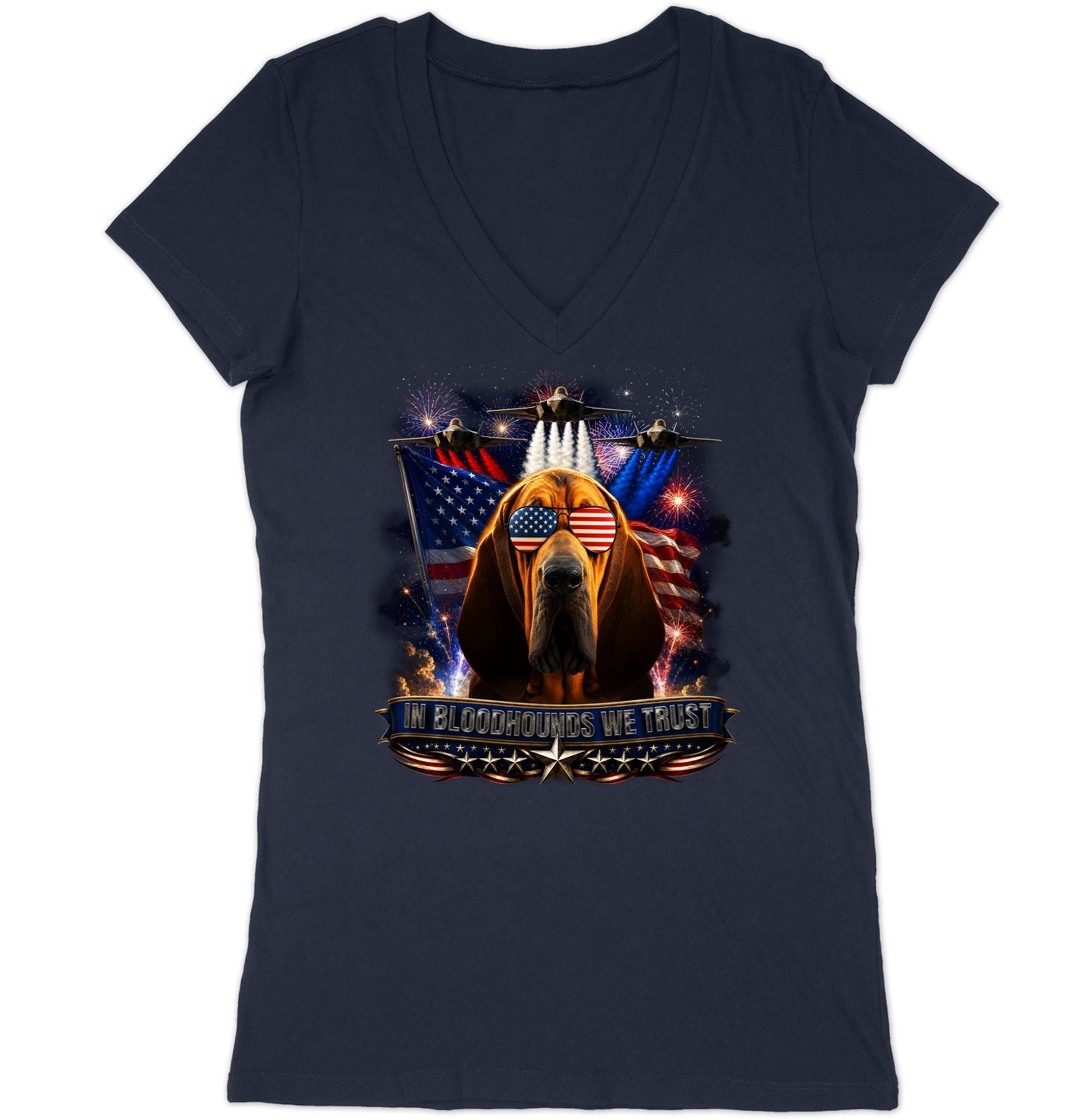 In Bloodhounds We Trust - Women's V-Neck T-Shirt