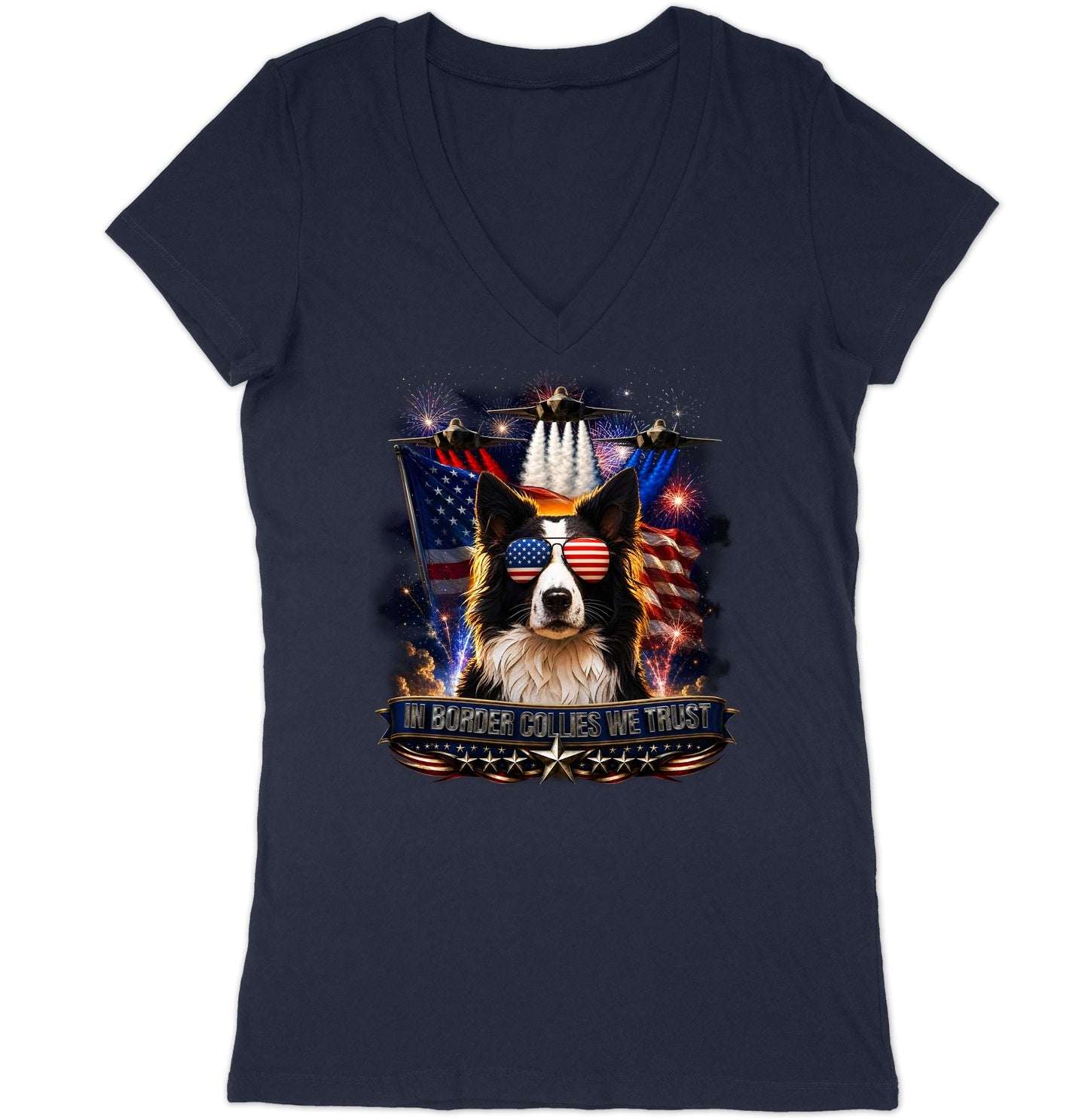 In Border Collies We Trust - Women's V-Neck T-Shirt