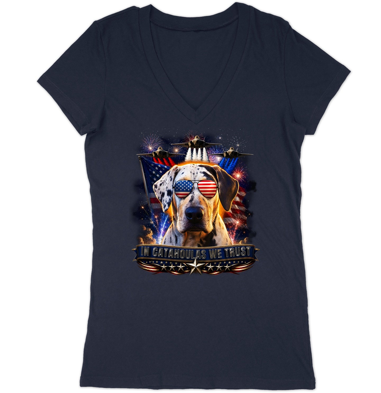 In Catahoula Leopard Dogs We Trust - Women's V-Neck T-Shirt