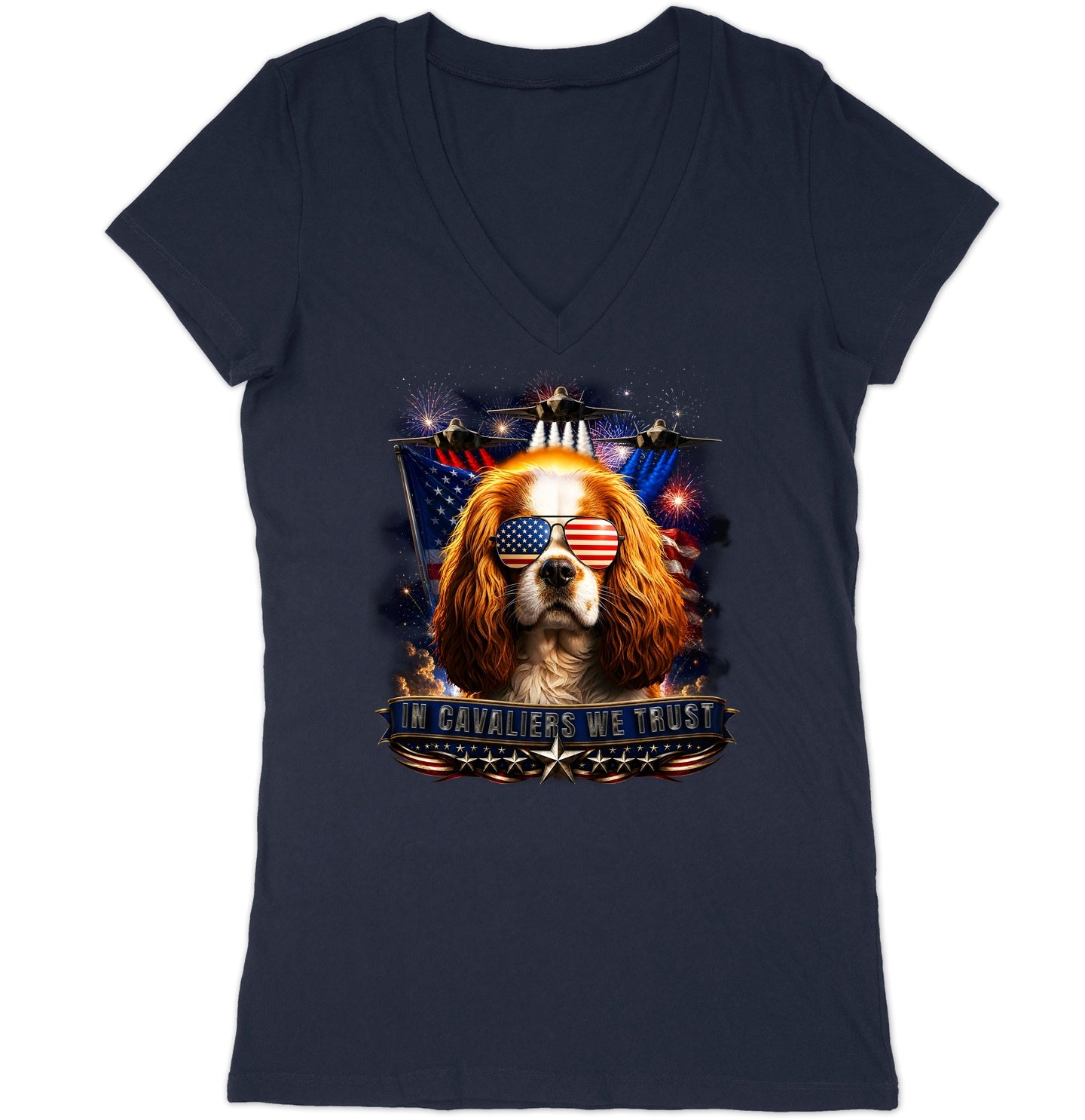 In Cavalier King Charles Spaniels We Trust - Women's V-Neck T-Shirt