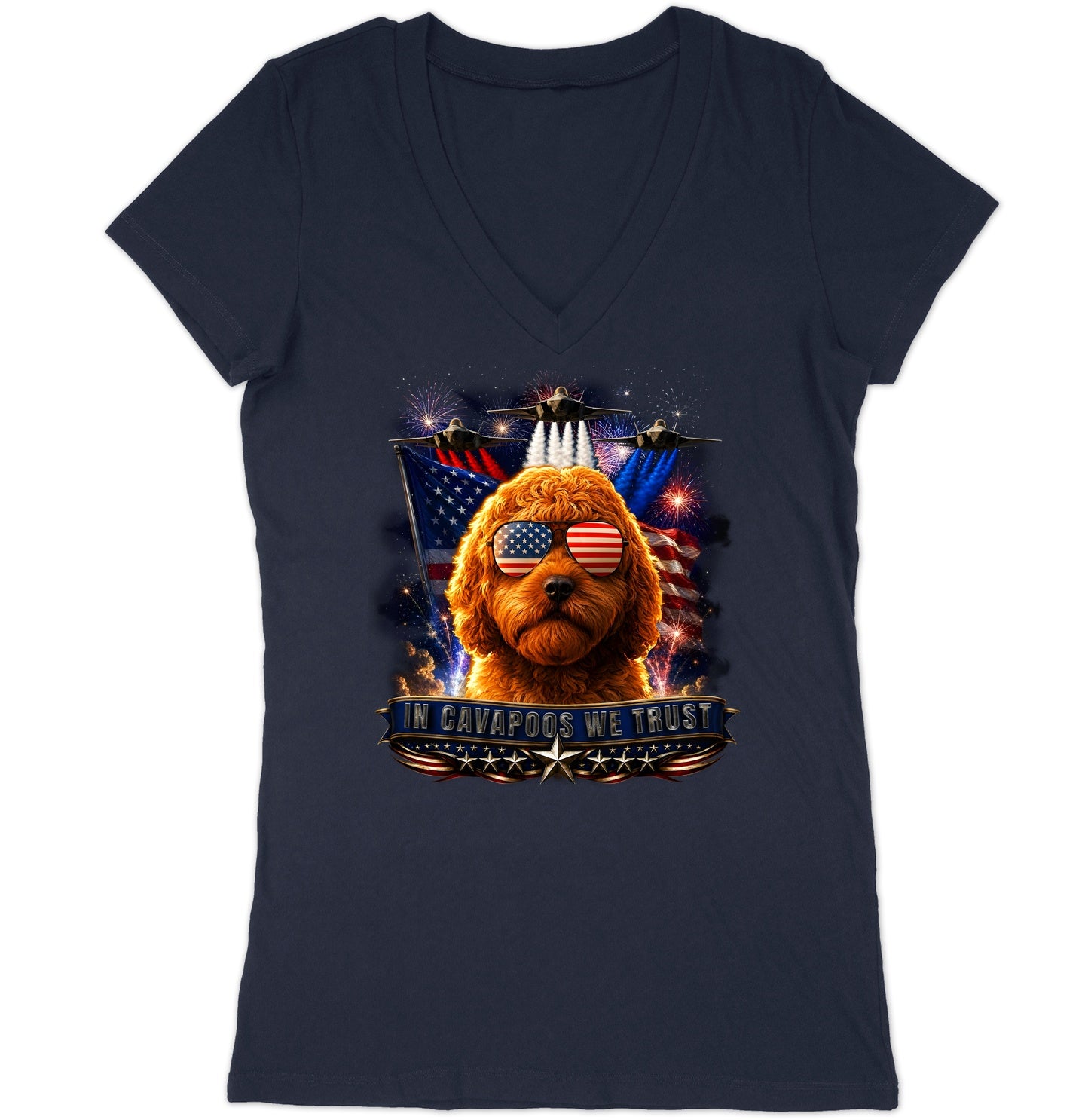 In Cavapoos We Trust - Women's V-Neck T-Shirt