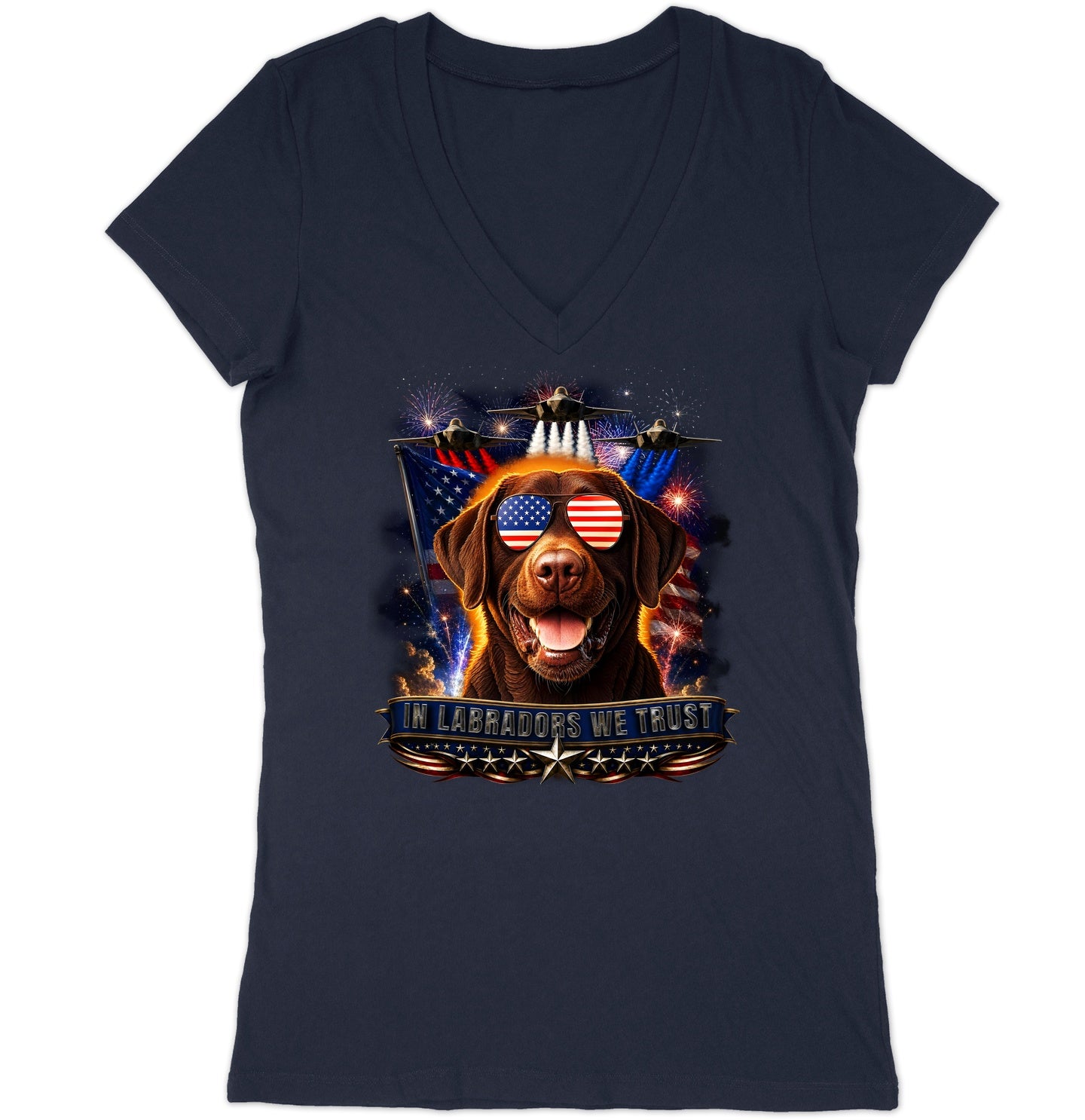 In Chocolate Labrador Retrievers We Trust - Women's V-Neck T-Shirt