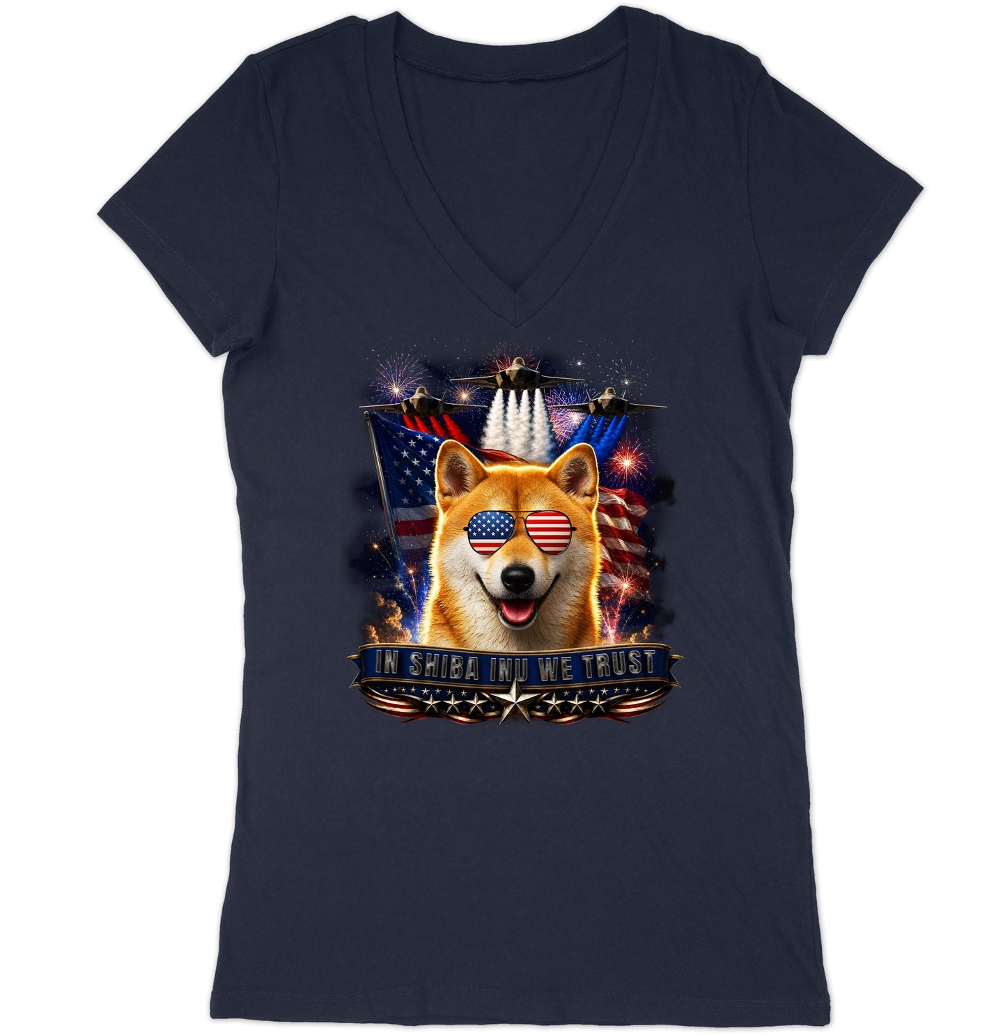In Shiba Inu We Trust - Women's V-Neck T-Shirt