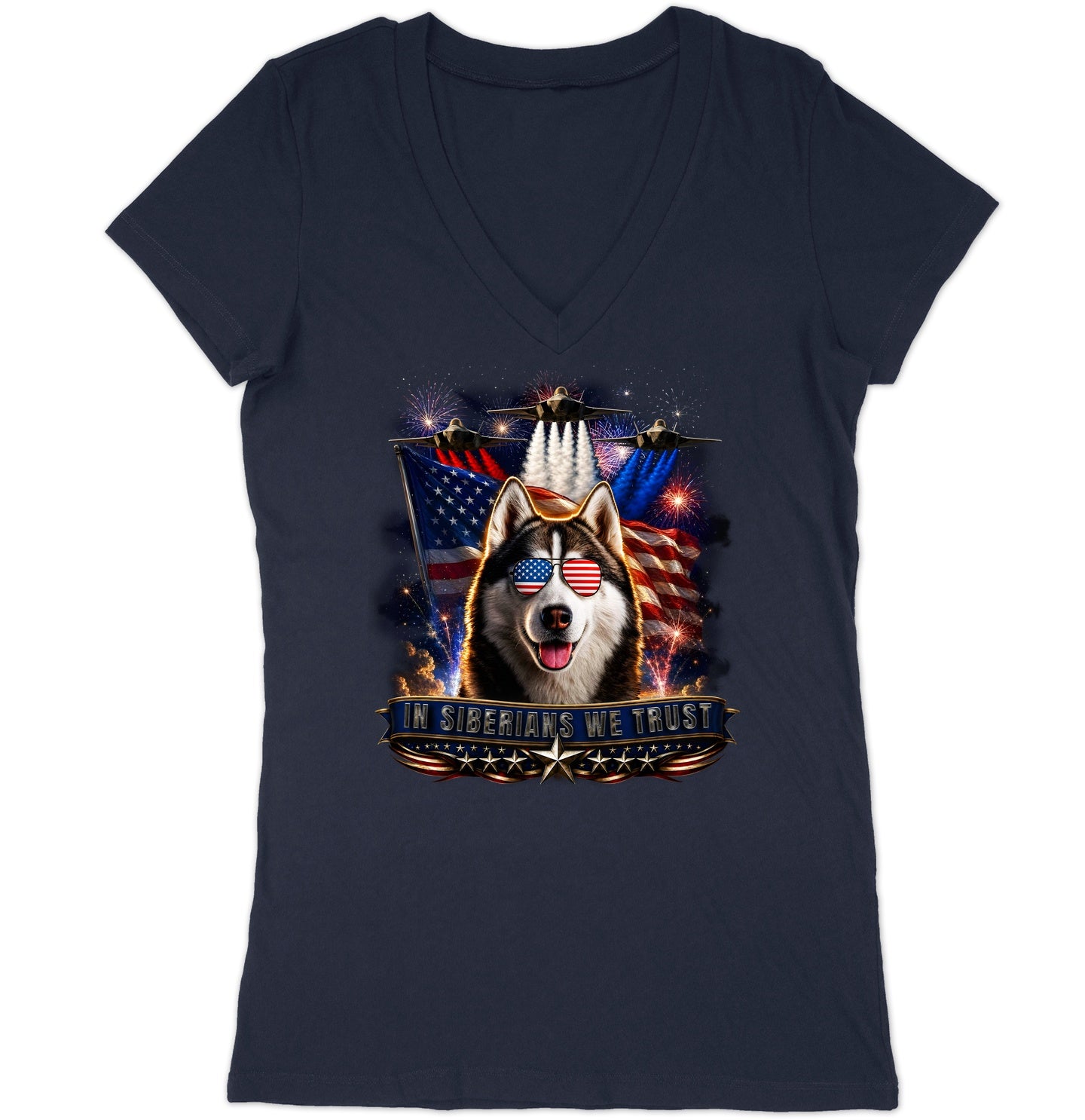 In Siberian Huskies We Trust - Women's V-Neck T-Shirt