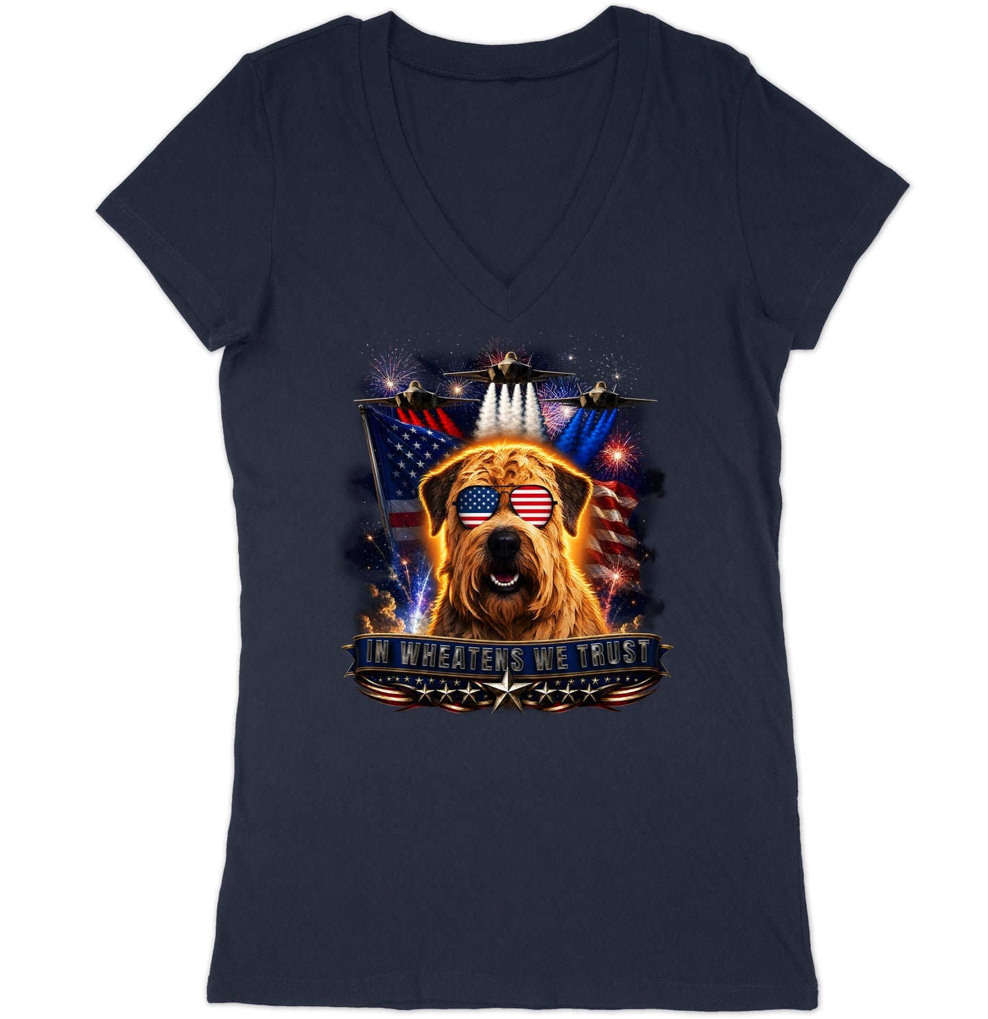 In Soft Coated Wheaten Terriers We Trust - Women's V-Neck T-Shirt