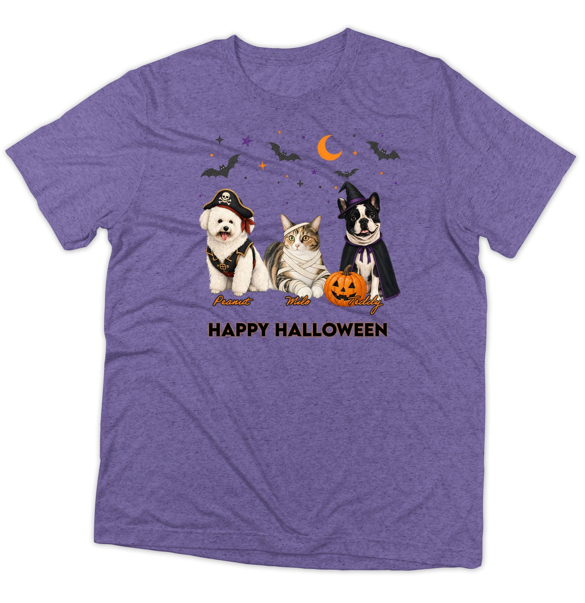 My Pets Halloween Lineup - Adult Tri-Blend T-Shirt