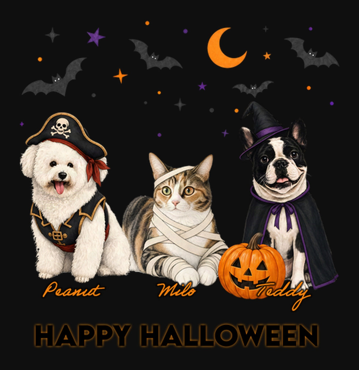 My Pets Halloween Lineup - Adult Unisex Crewneck Sweatshirt