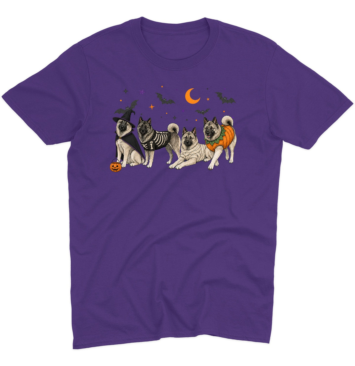 Norwegian Elkhound Halloween Lineup - Adult Unisex T-Shirt