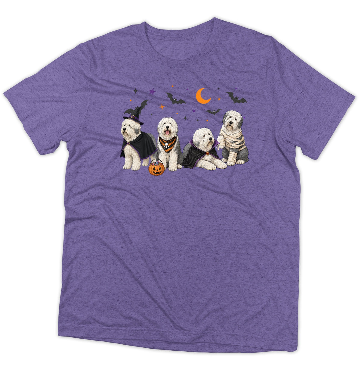 Old English Sheepdog Halloween Lineup - Adult Tri-Blend T-Shirt
