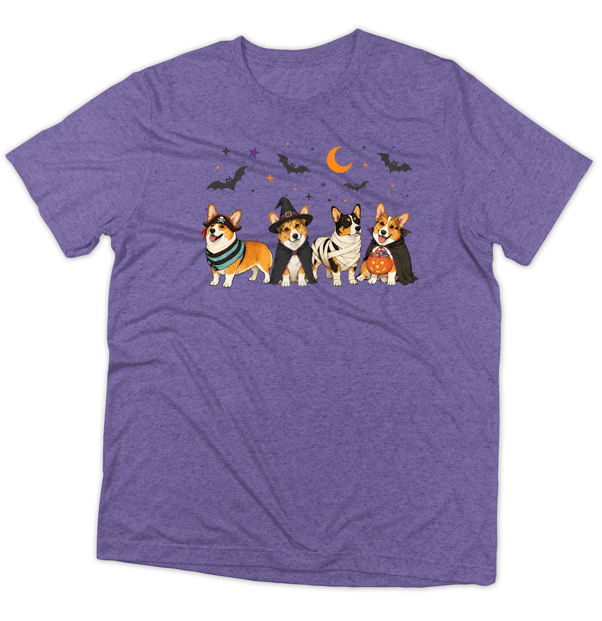 Pembroke Welsh Corgi Halloween Lineup - Adult Tri-Blend T-Shirt