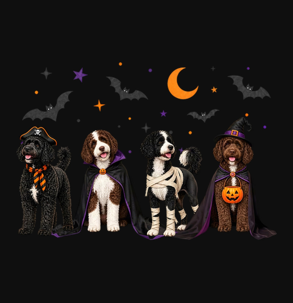 Portuguese Water Dog Halloween Lineup - Adult Unisex Crewneck Sweatshirt
