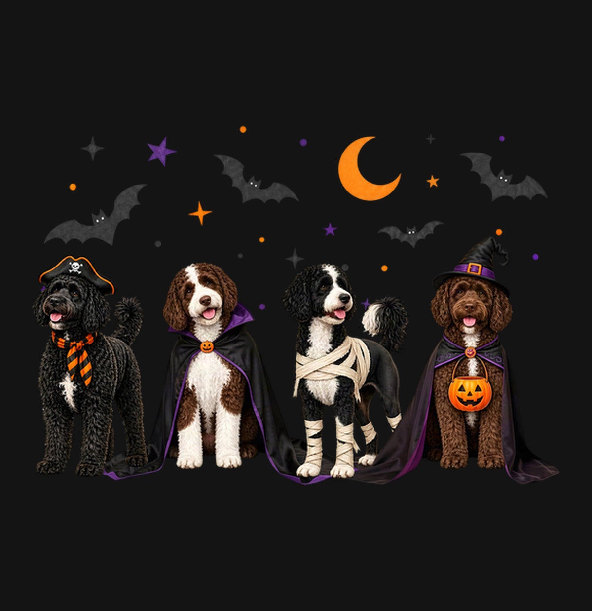Portuguese Water Dog Halloween Lineup - Kids Unisex T-Shirt