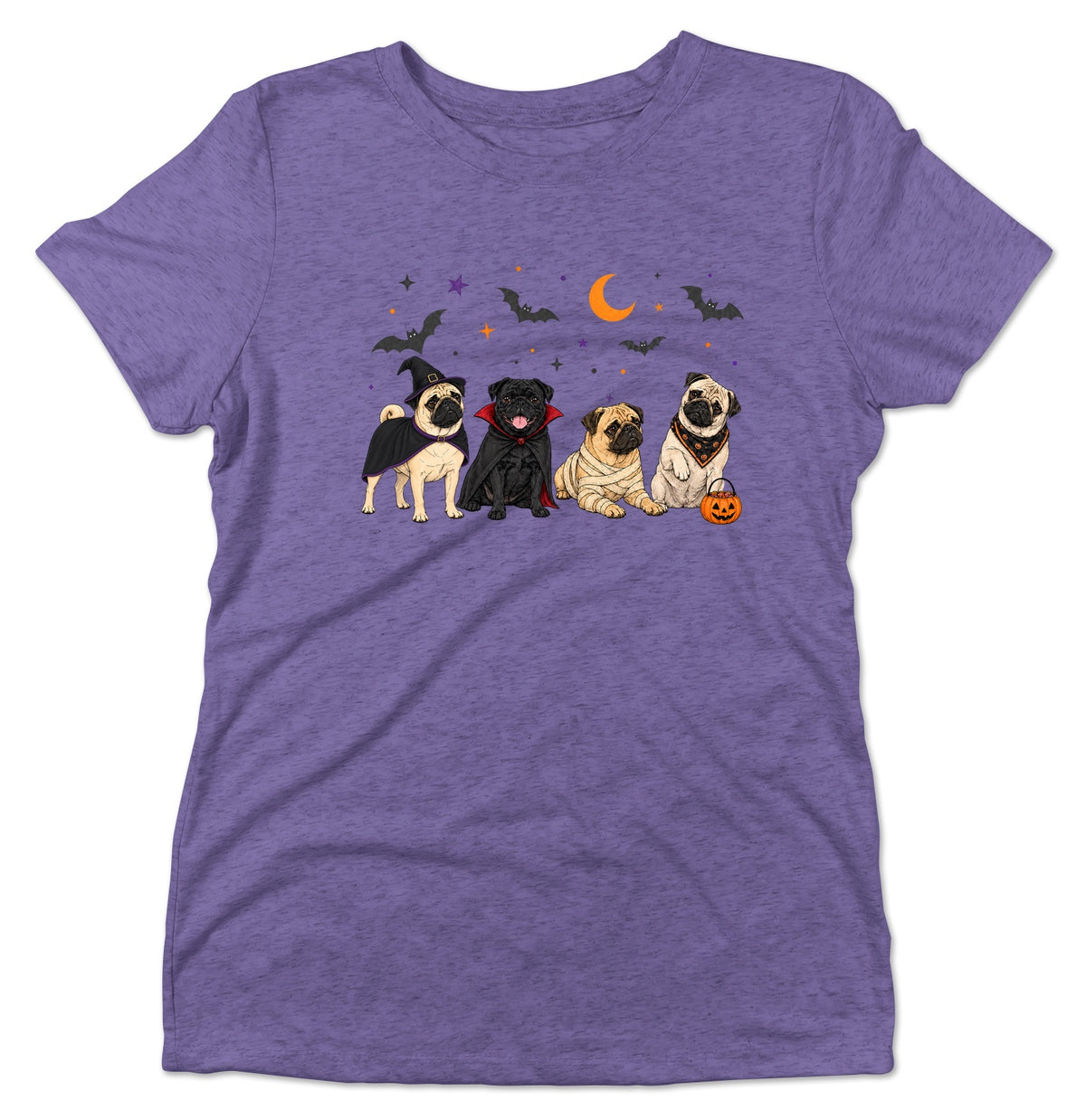 Pug Halloween Lineup - Women's Tri-Blend T-Shirt
