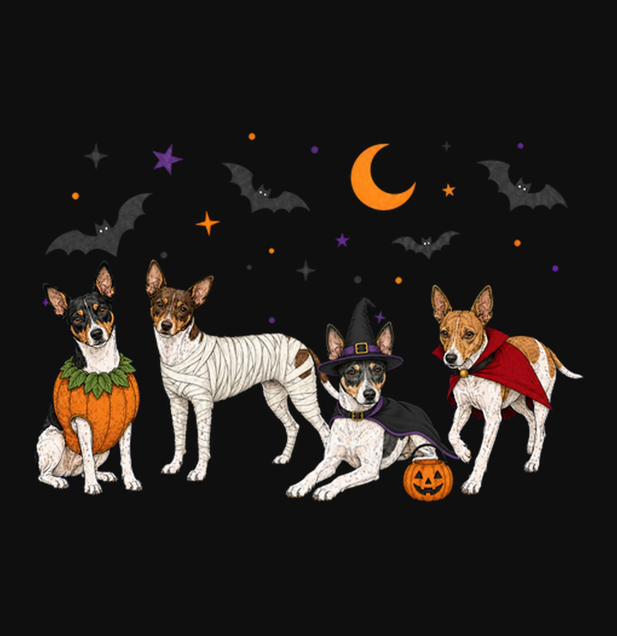 Rat Terrier Halloween Lineup - Adult Unisex Crewneck Sweatshirt