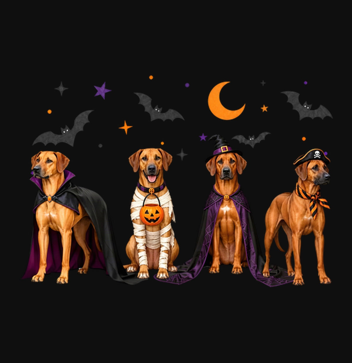 Rhodesian Ridgeback Halloween Lineup - Adult Unisex Crewneck Sweatshirt
