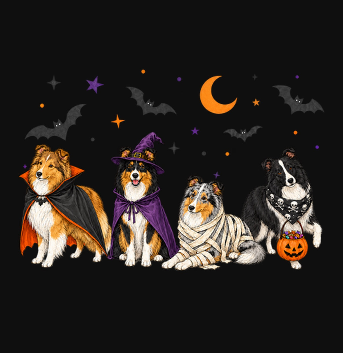 Shetland Sheepdog Halloween Lineup - Adult Unisex Crewneck Sweatshirt
