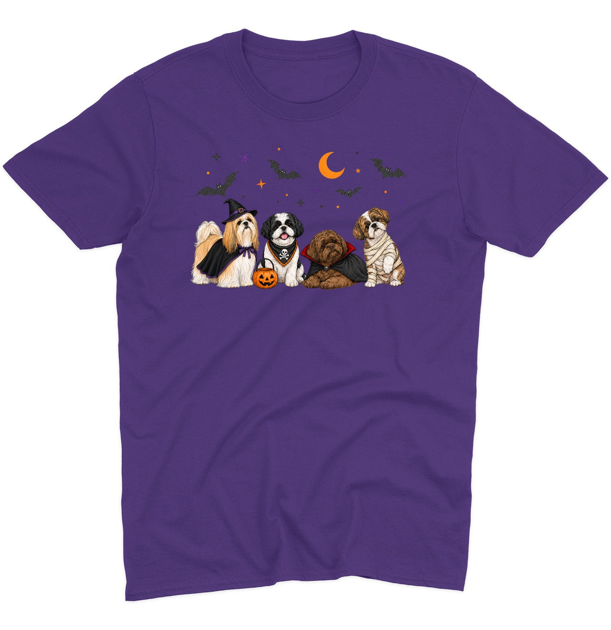 Shih Tzu Halloween Lineup - Adult Unisex T-Shirt