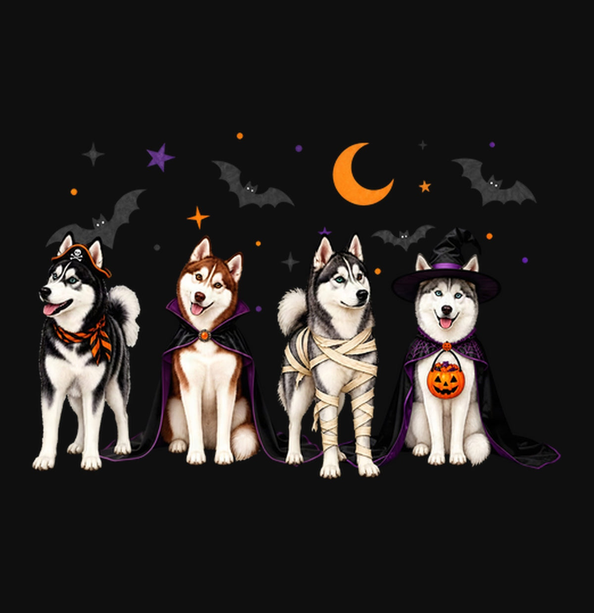 Siberian Husky Halloween Lineup - Adult Unisex Crewneck Sweatshirt