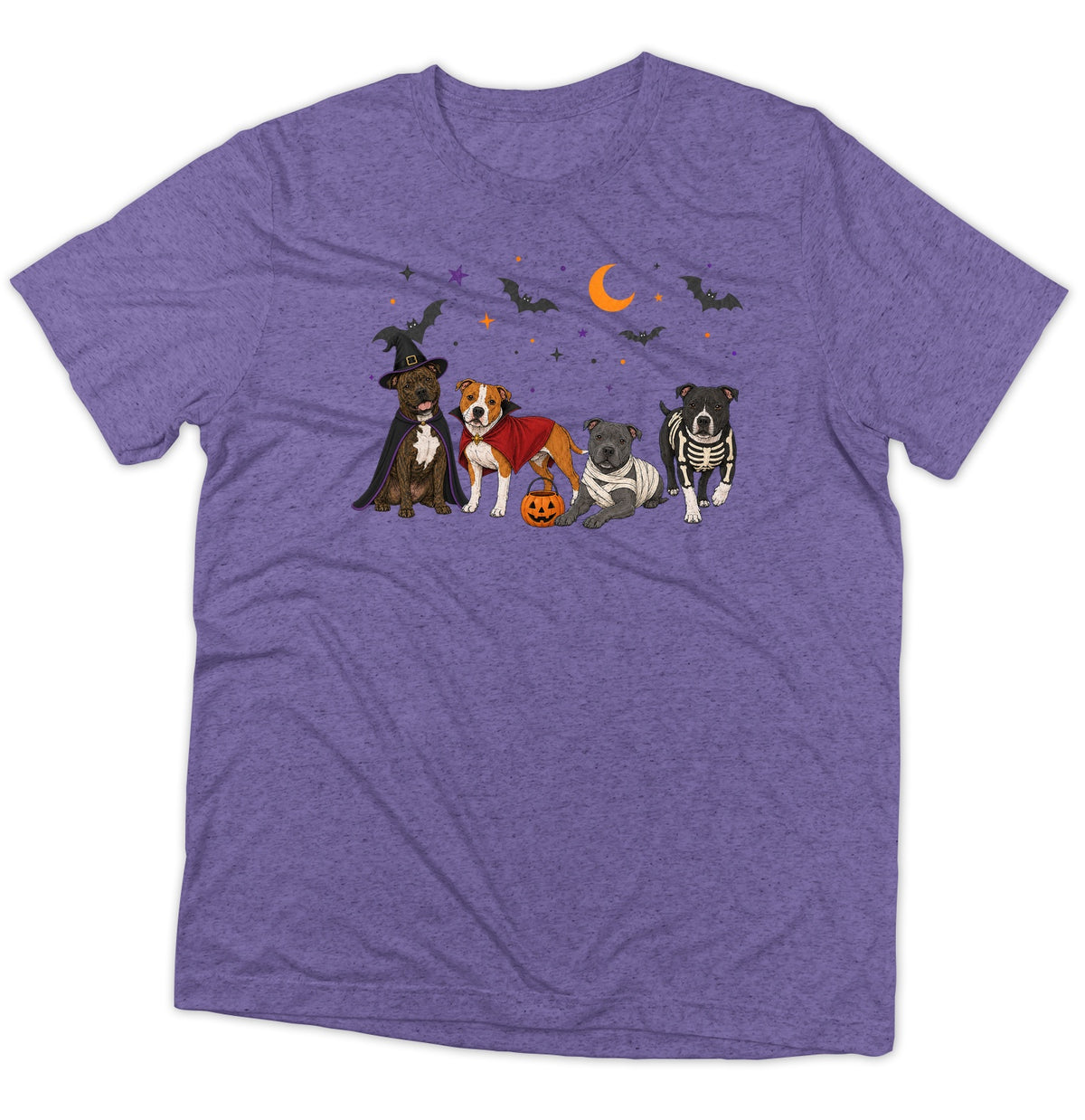 Staffordshire Bull Terrier Halloween Lineup - Adult Tri-Blend T-Shirt