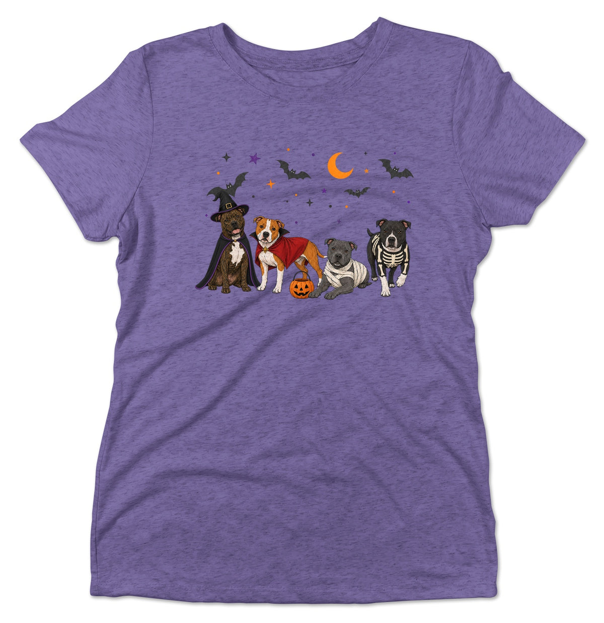Staffordshire Bull Terrier Halloween Lineup - Women's Tri-Blend T-Shirt