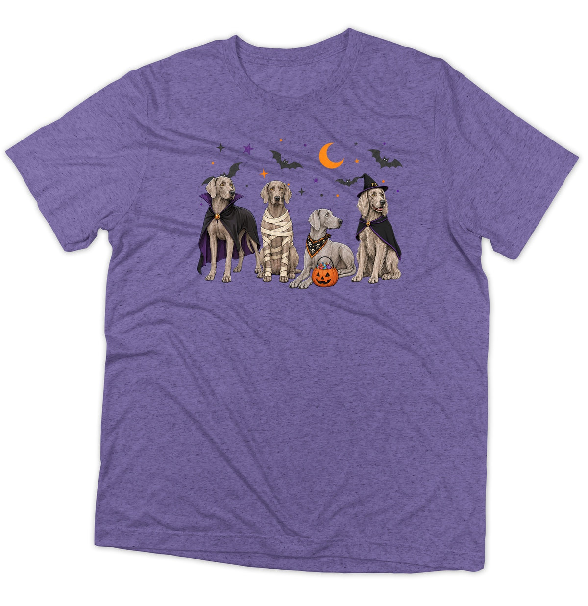 Weimaraner Halloween Lineup - Adult Tri-Blend T-Shirt