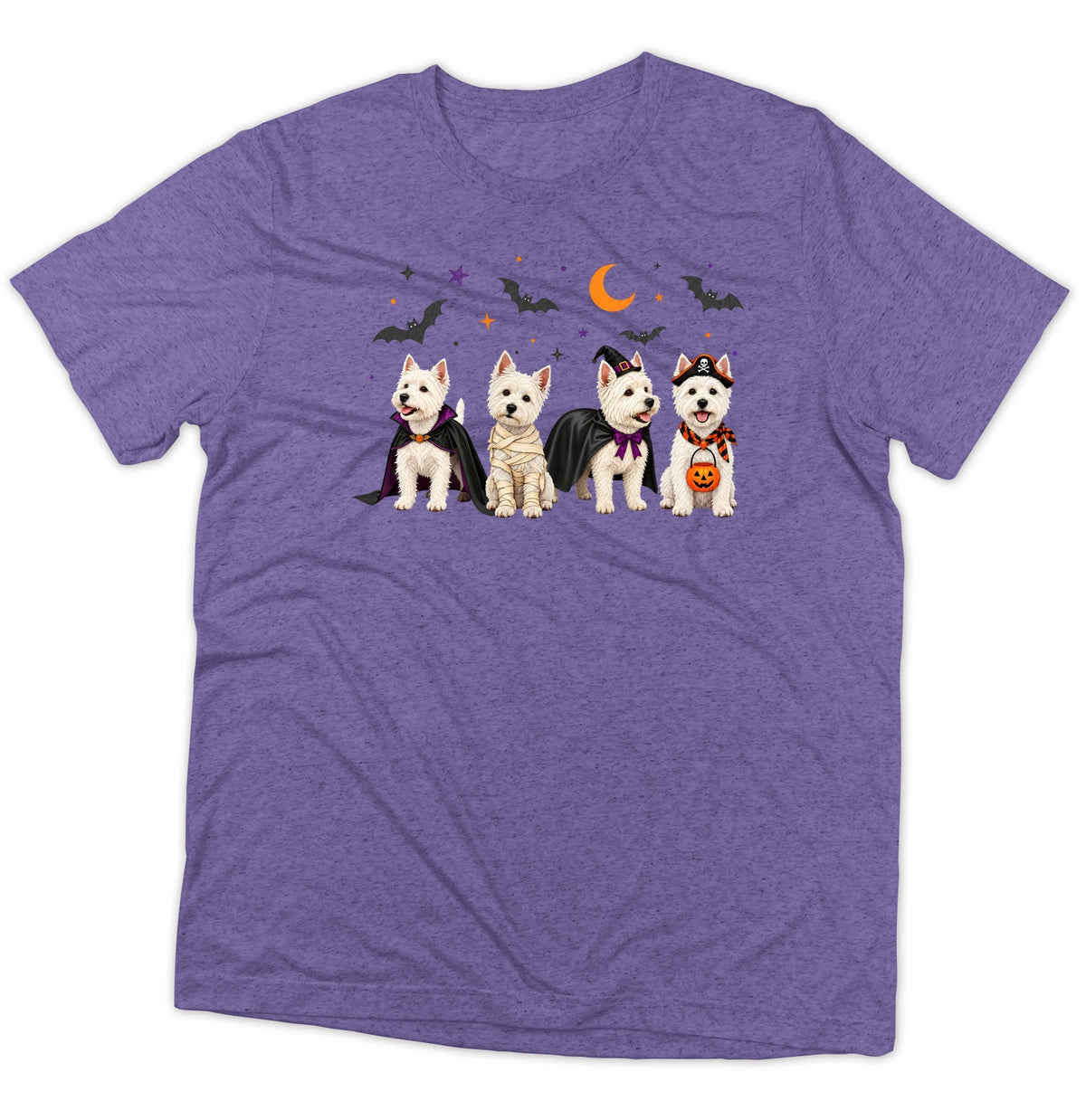 West Highland White Terrier Halloween Lineup - Adult Tri-Blend T-Shirt